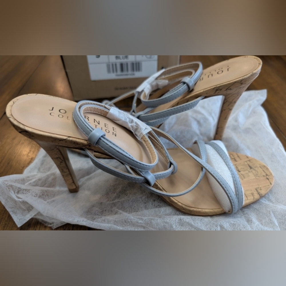 JOURNEE COLLECTION Womens Bluish-Gray Fylissa Open Toe Stiletto Heeled Sandal 9M - Picture 9 of 13